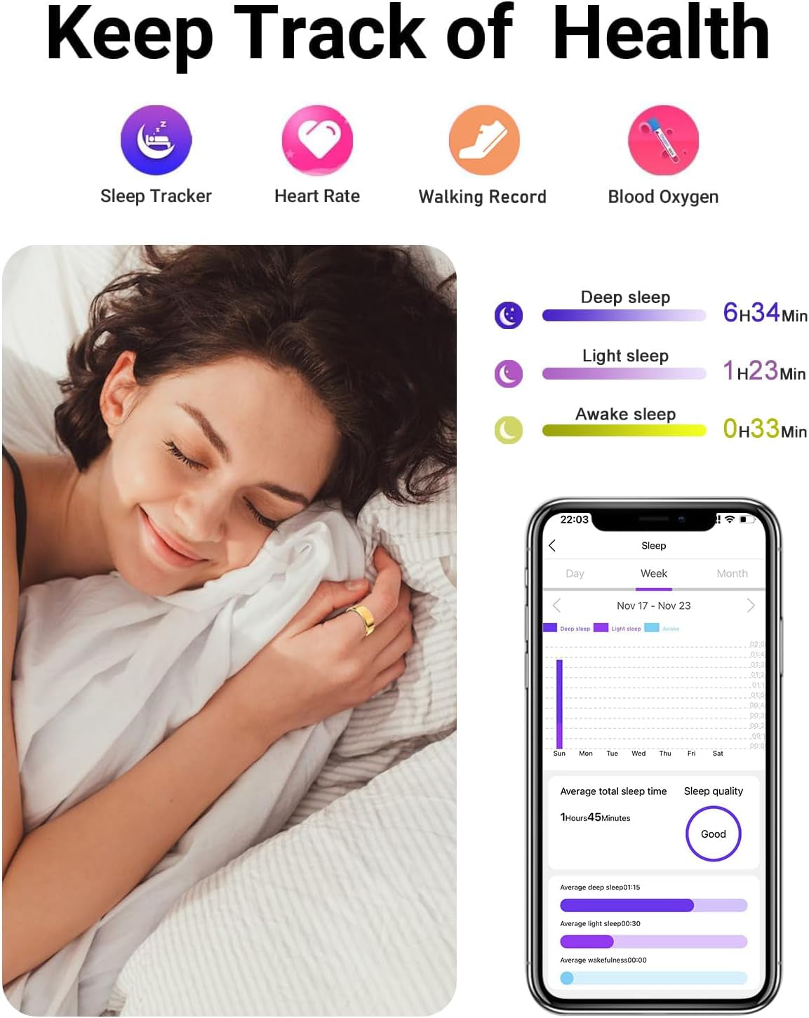 2025 Enhanced Smart Health Tracking Ring for Men and Women - IP68 Waterproof Fitness Tracker with Sleep Monitoring, Heart Rate, Blood Oxygen, Step Count, Distance, Calories, Air Shutter, and 7-Day Charging Case