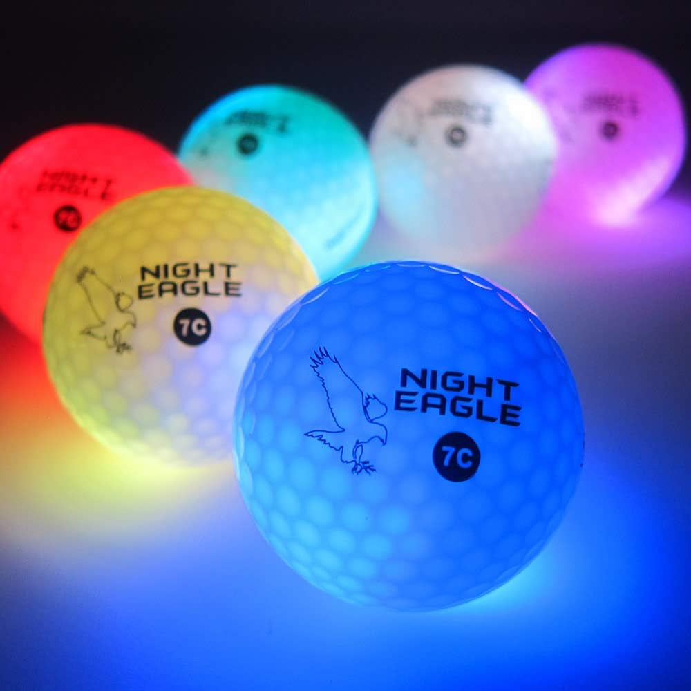 LED Illuminated Golf Balls (6-Pack) - Professional Quality Glowing Golf Balls with Internal LED Technology (Multi-Color)