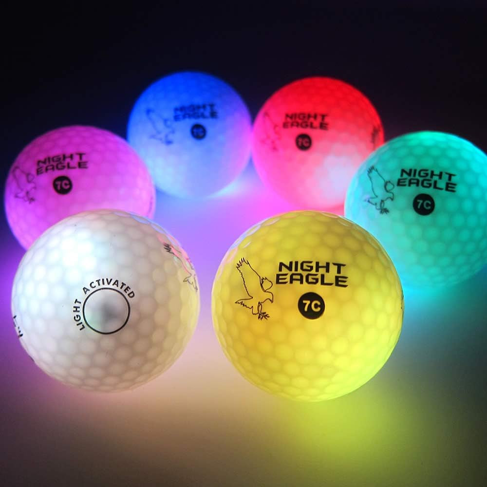 LED Illuminated Golf Balls (6-Pack) - Professional Quality Glowing Golf Balls with Internal LED Technology (Multi-Color)