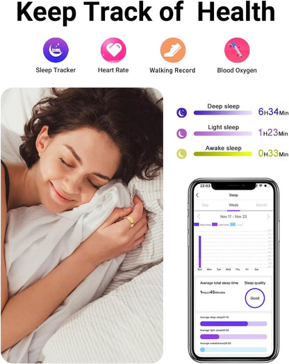 2025 Enhanced Smart Health Tracking Ring for Men and Women - IP68 Waterproof Fitness Tracker with Sleep Monitoring, Heart Rate, Blood Oxygen, Step Count, Distance, Calories, Air Shutter, and 7-Day Charging Case