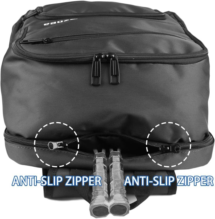 Professional Tennis and Pickleball Backpack with Ventilated Shoe Compartment and Two Drawstring Bags - Black