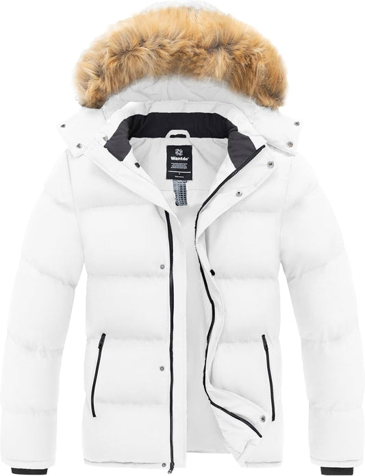 Men's Waterproof Hooded Puffer Jacket - Insulated Winter Coat for Warmth