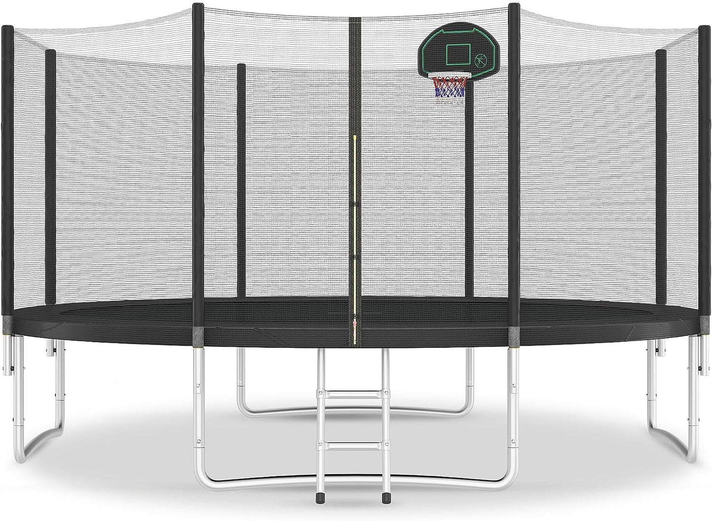 Trampoline 14FT 16FT Trampoline for Kids and Adults with Basketball Hoop, Enclosure Net & Ladder 1500LBS ASTM Approved Outdoor Recreational Trampolines