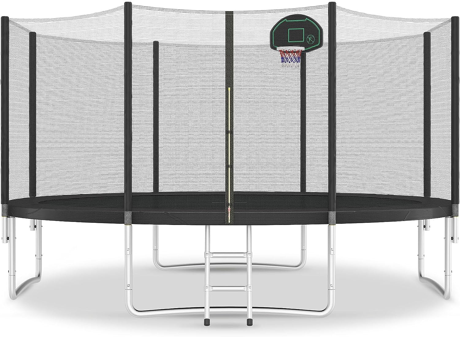 Trampoline 14FT 16FT Trampoline for Kids and Adults with Basketball Hoop, Enclosure Net & Ladder 1500LBS ASTM Approved Outdoor Recreational Trampolines