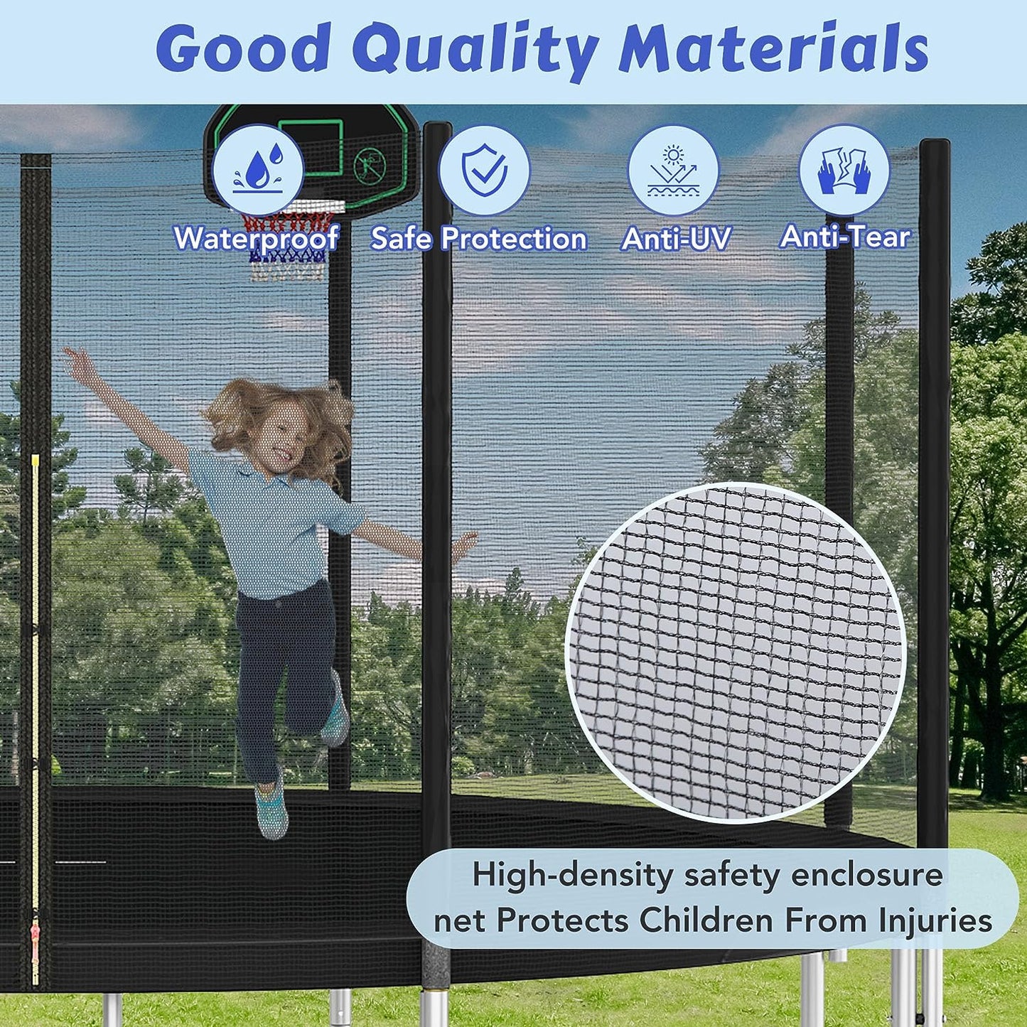 Trampoline 14FT 16FT Trampoline for Kids and Adults with Basketball Hoop, Enclosure Net & Ladder 1500LBS ASTM Approved Outdoor Recreational Trampolines